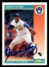 1992 Score Baseball #676 Edwin Nunez Signed Autograph (no COA)