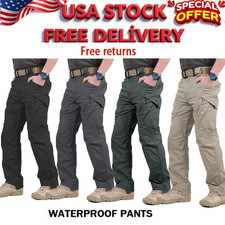 Men Cargo Pants Soldier Straight-fit Tactical Work Combat Trousers Outdoor AA