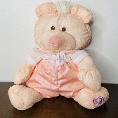 Vintage 1986 Fisher Price Puffalump Bear Cub 8006 Peach Plush