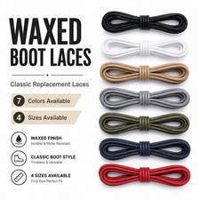 Waxed Leather Boot Shoe Laces waterproof Shoelaces Hiking, Work, Military Voots