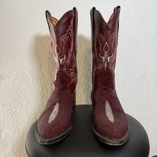 LOS ALTOS BURGUNDY GENUINE STINGRAY SINGLE STONE WESTERN COWBOY BOOT 8EE 991206