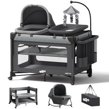 7 in 1 Bassinet Pack Play Bedside Portable Crib