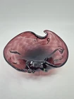 ​Vintage Murano Art Glass Bowl Amethyst Purple Bullicante Folded Rim Italian