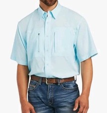 Ariat Tek Vent Tek Short Sleeve Medium Men's Shirt Light Blue XLNT