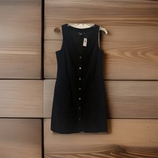 90s Corduroy Button side  Pockets Sleeveless  Sz8 Black suitable  all occasions 