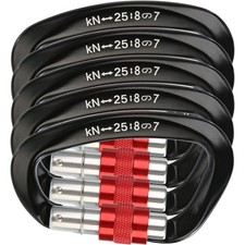 New 5Pcs Black 25KN Heavy Duty Screwgate Locking Carabiner For Climbing Caving