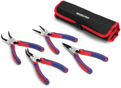 4 Pc 7'' Snap Ring Pliers Set Internal External Circlip Pliers Straight Bent Jaw