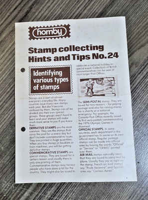 VINTAGE - HORNBY STAMP COLLECTING HINTS AND TIPS No.24 LEAFLET