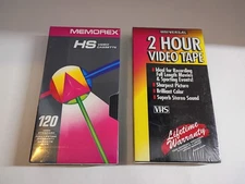 2 Blank VHS VCR Tapes Memorex HS 120 & Universal T-40 Brand New 