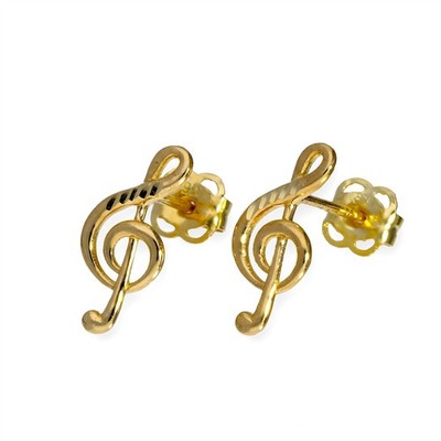 Violinschlüssel Ohrstecker 9 kt Gold Musik Noten Noten Noten