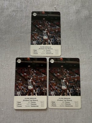 ( 3 ) 1988 Estrellas Tabaco Size Cards of Clyde Drexler Trail Blazers
