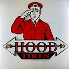Vintage Hood Tires Porcelain Enamel Advertising Sign Arrow Shape 8 inch