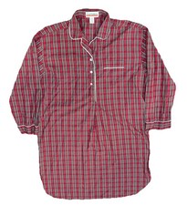 VTG Red Plaid Flannel XL Nightgown Night Shirt Farmhouse Cottage Prairie Tartan