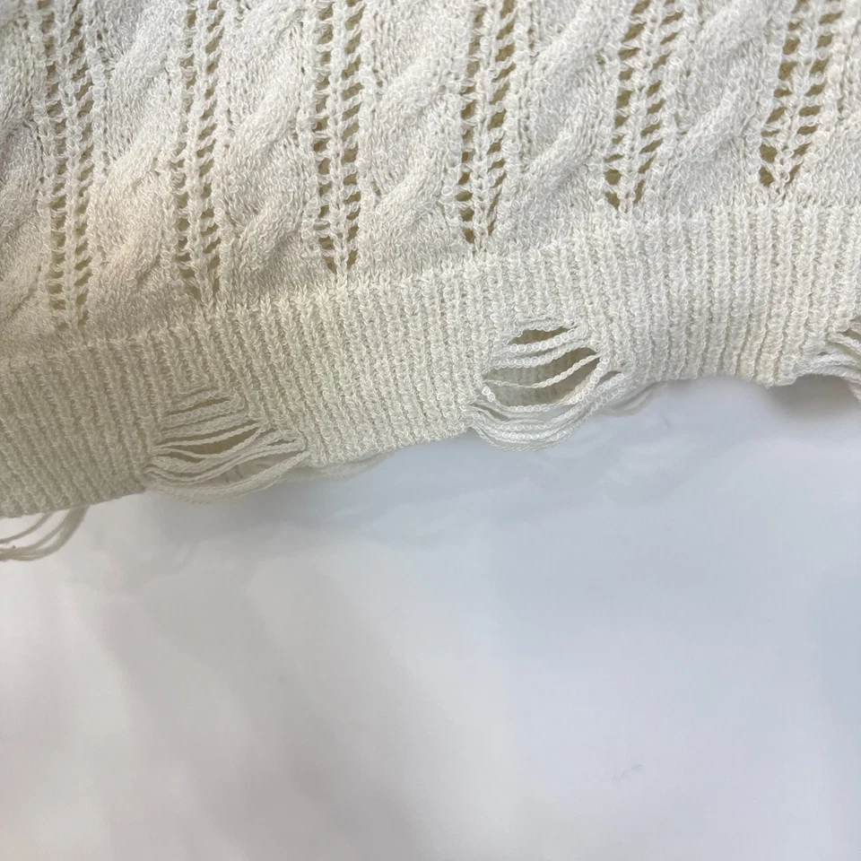 POL Boho Oversized Slouchy Pullover Sweater Size M Cream Stars Cable Knit - Image 3 of 4