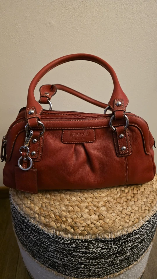 Винтажный красный Tagninello 3 на молнии отсек кожаная сумка новый без ЯРЛЫКОВ - Изображение 2 из 4