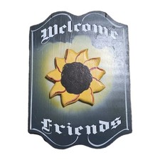 Vintage Wooden Sunflower Welcome Sign Rustic Farm Country House Decor
