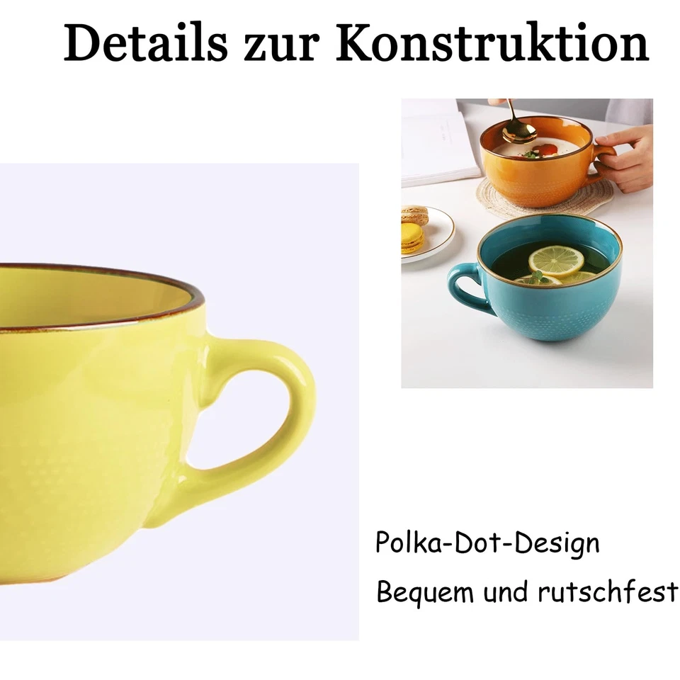 Große Kaffeetasse 700ml Haferflocken Große Teetasse Salatschüsseln Wiederverw... - Bild 3 von 4