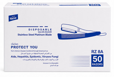 50x Einweg Salon Rasierer Edelstahl Platin Klinge Straight Razor Rasur