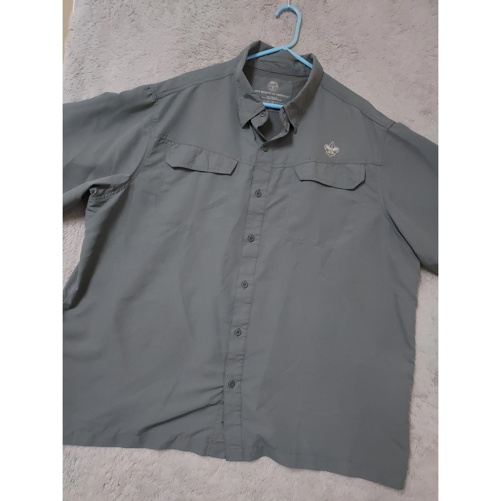 Boy Scouts Of America Shirt Mens 2XL XXL Gray Short Sleeve Vented Hiking BSA