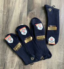 NEW 4 Vintage Mens BVD Brand Navy Blue Ribbed Cotton Dress Socks Sz 13