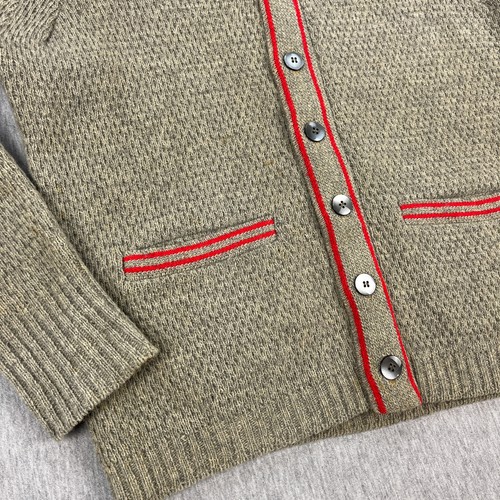 Vintage Rob Scot Cardigan Mens M Beige Nylon Shetland Wool Blend 50s 60s Cobain - Picture 4 of 19