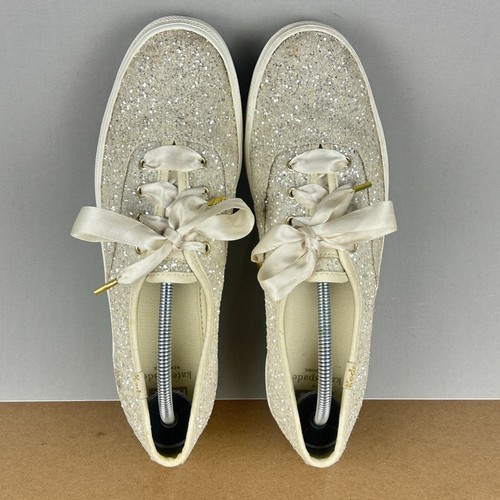 Kate Spade Keds Triple Triple Up Platform Glitter Sneakers Womens 8.5 Cream Gold - 第 6/22 張圖片