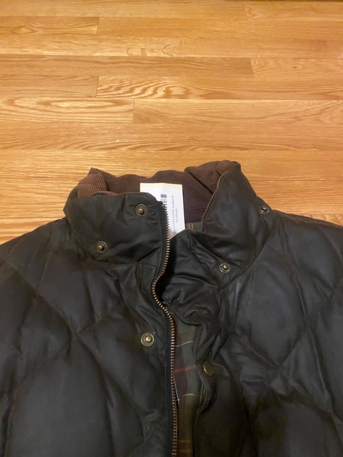Barbour Puffer Down-Filled Waxed Jacket Sage RARE VTG Size L image 4