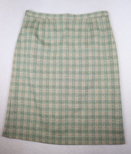 Vintage 70s Women's Skirt Green Plaid Polyester Pencil 36" Waist