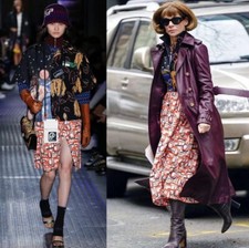 NWT 1,020 Prada Pre Fall 2018 Fall 1996 Orange Ugly Chic Print Wrap Skirt 40