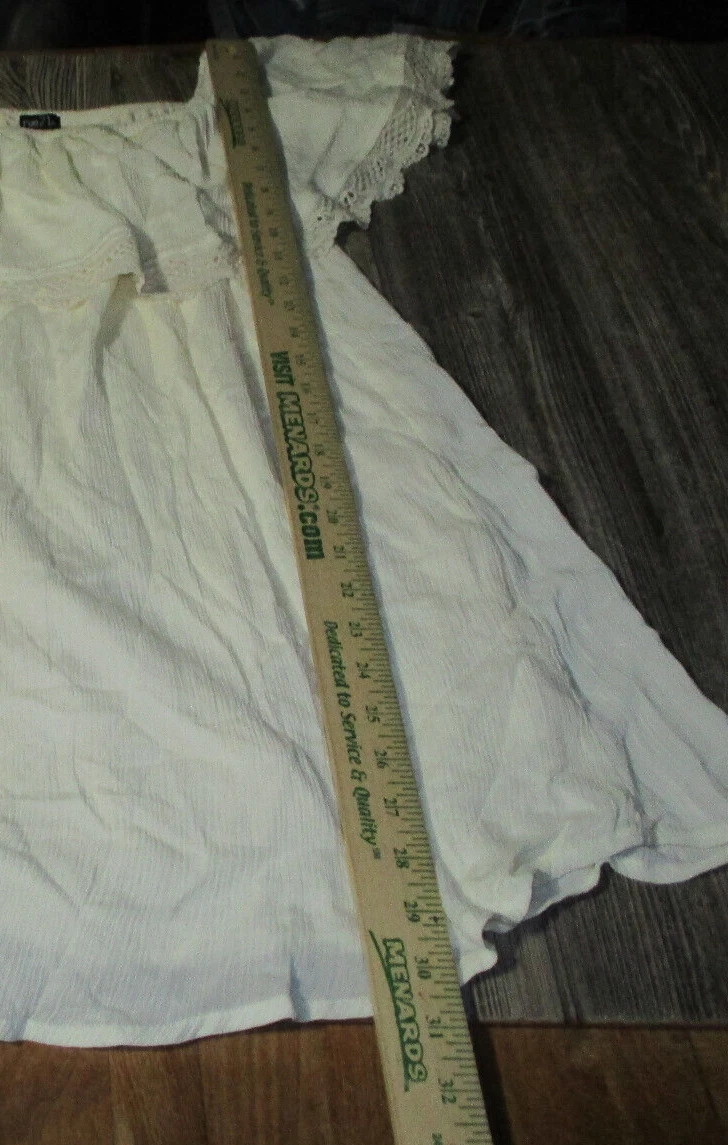 OFF WHITE Abito donna Rue 21 medio bianco sporco pizzo uncinetto spalle scoperte boho coquette