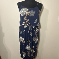 Summer Dress Navy Floral Women’s Large Spaghetti Strap Large Stylish Flowers 