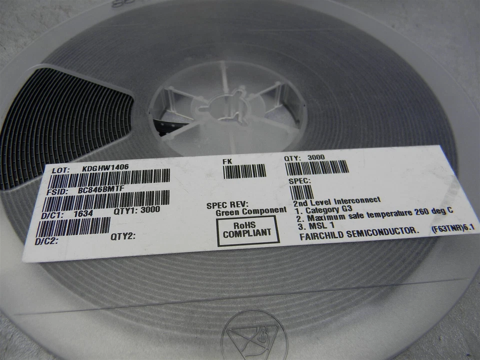 Carrete de transistores bipolares Fairchild BC846BMTF de 3000 Foto 2 de 4