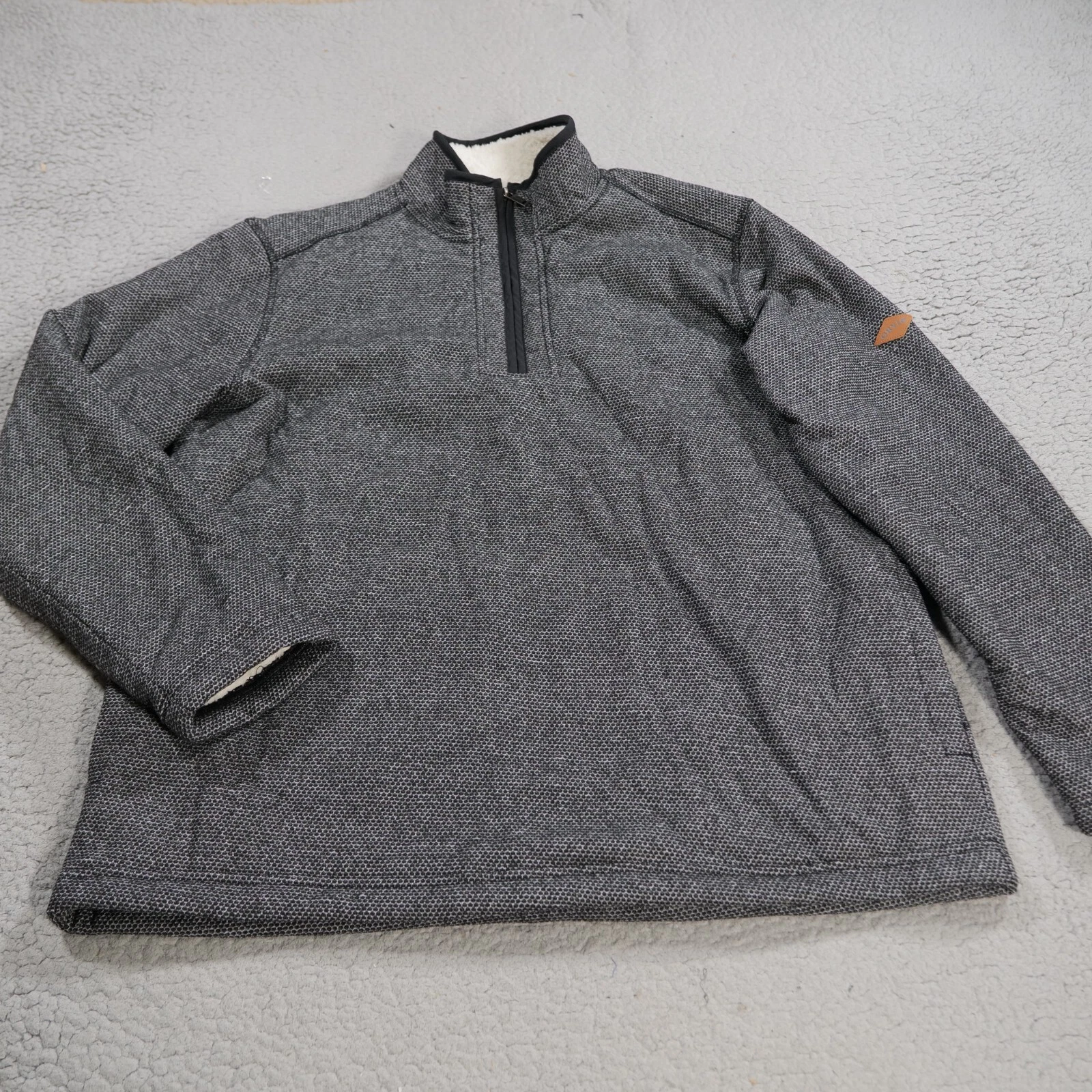 Orvis Mens Quater ZIp Pullover Sherpa Lined Sweater Sweatshirt Mens XL Grey EUC