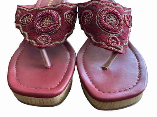Parade Red Women’s Size 9 Sandel Red Beaded Mule - Picture 3 of 7