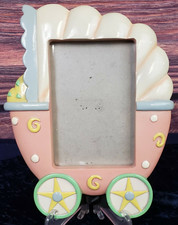 vintage 1990s ceramic baby carriage shaped photo frame 3.5x5 Free shipping