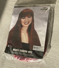 Spirit Halloween Burgundy Red Straight Deluxe Fashion Cosplay Wig NIB