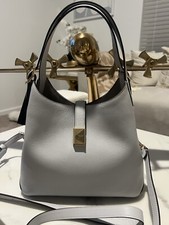 New Kate Spade New York Deco Medium Crossbody Tote Stone Pebbled Leather NW 348