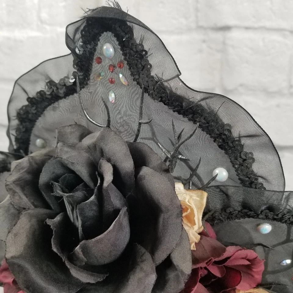 Day Of The Dead Katrina Sugar Skull Headdress Dia De Los Muertos Roses - Image 4 of 4