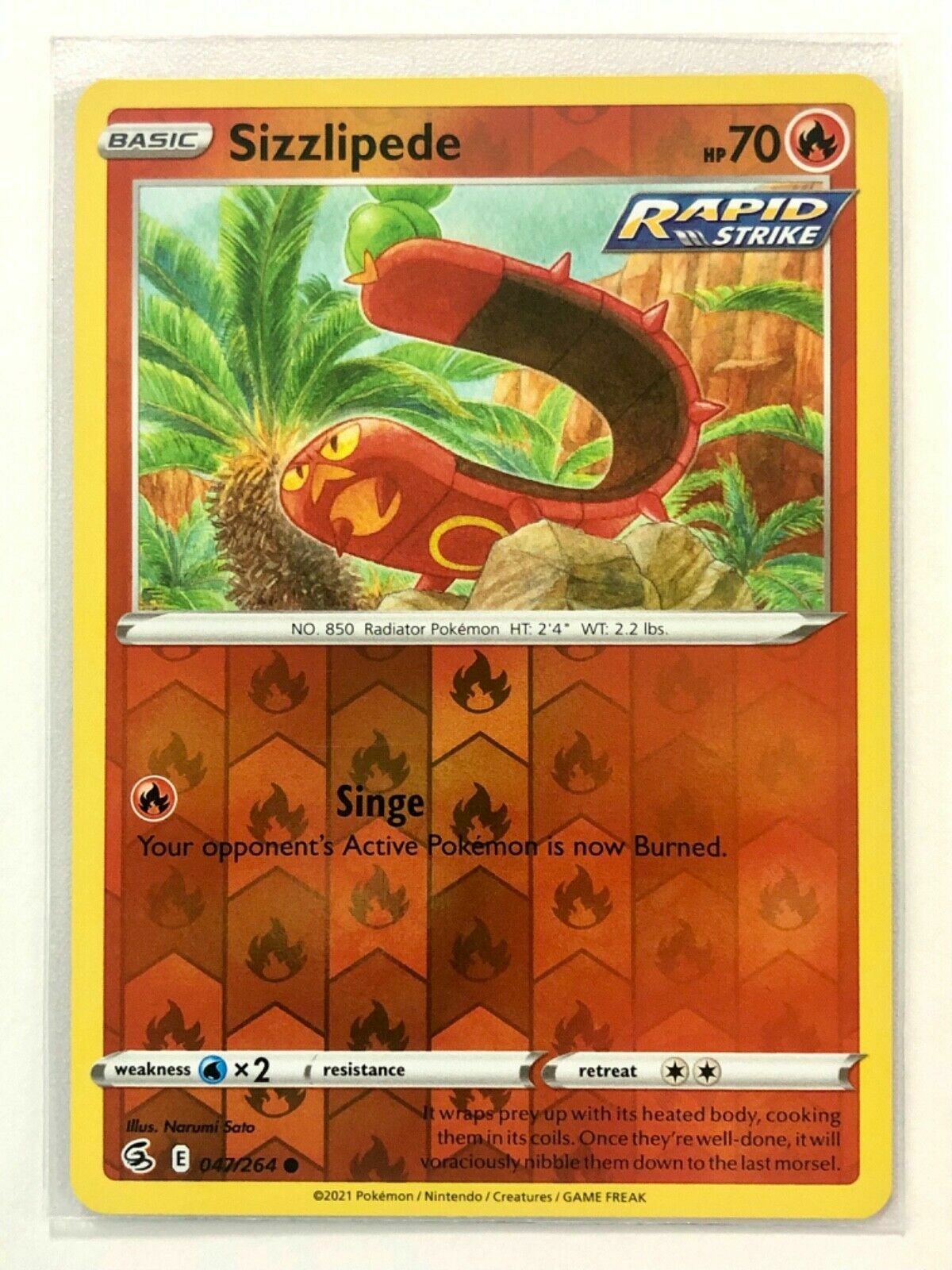 Pokemon - Sizzlipede - 047/264 - REVERSE HOLO - FUSION STRIKE -NM/M -New