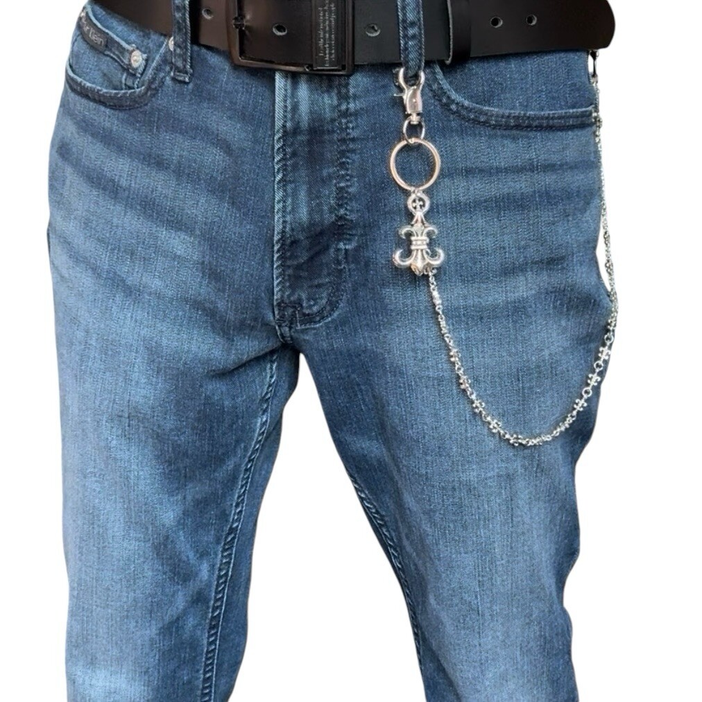 パンツ Chain Keystrap Printing Denim 3D Printed Trouser Chain Loose Washed Digital Graffiti