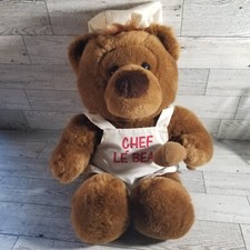 Vintage Dakin Teddy Bear Le Chef Hat And Apron 13 in Plush Stuffed Animal 1988