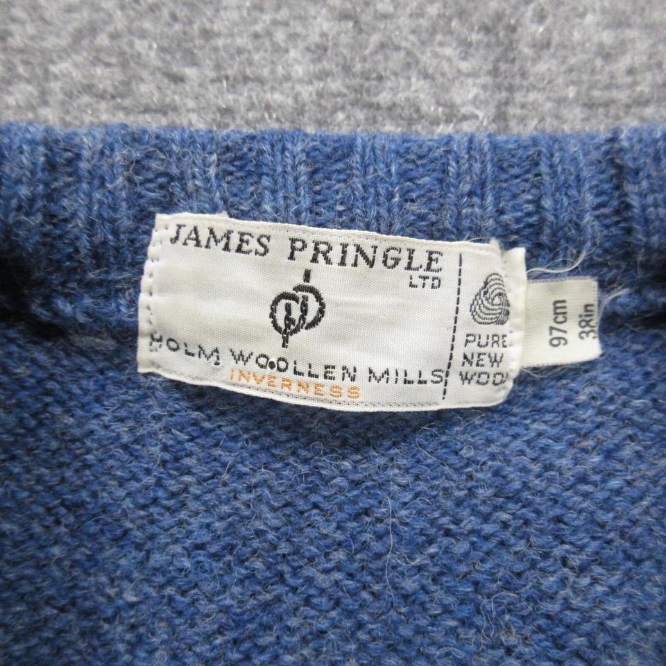 James Pringle Suéter Hombres Medio Azul Tejido Lana Cuello en V Chaleco Clásico Pullover Foto 2 de 4