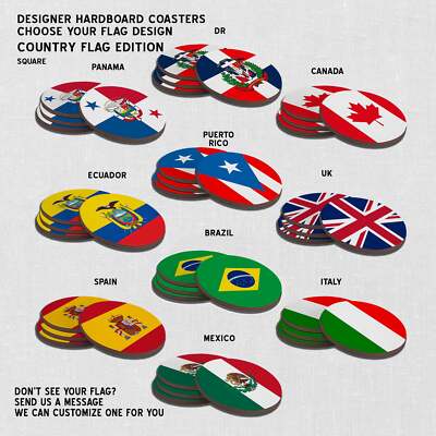 Hardboard Coasters - Country Flags | eBay