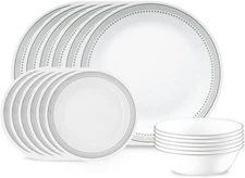 Corelle Mystic Gray 18 piece Mugless Dinnerware Set Service for 6  BRAND NEW