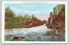 Marinette Wisconsin WI Davis Falls Water Rapids Postcard