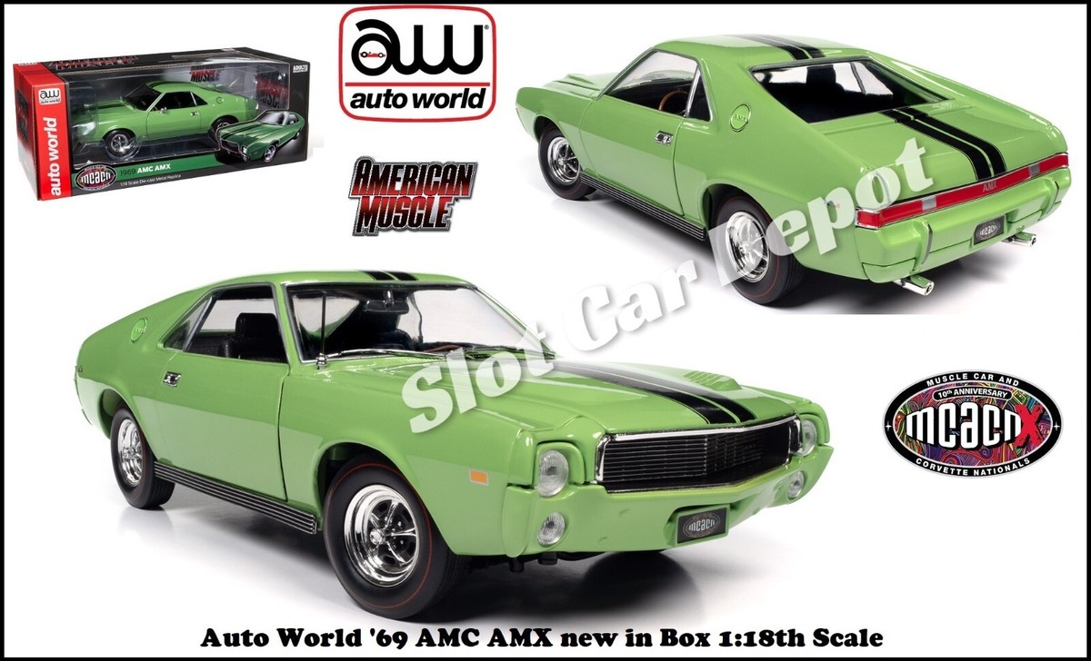 オートワールド 1/18 1969 AMC AMX Auto World NEW '69 AMC AMX Hardtop (LIME GREEN) 1:18 Scale
