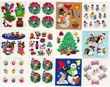 Vintage Sandylion Christmas Holiday Stickers Glitter Kromekote Prism -You Choose