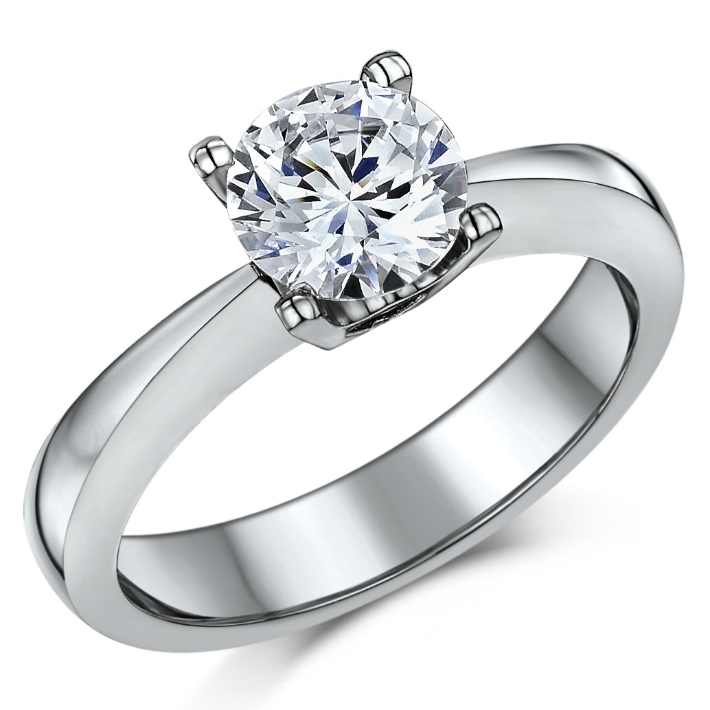 Titanium Engagement Ring 4 Prong Heart Detail 2ct Classic  Ring-image