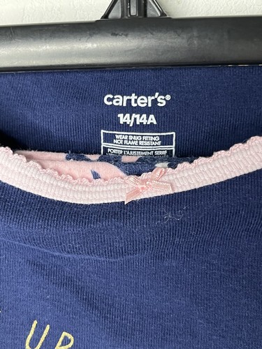 Carter's Pajama Girls Size 14 2 Pc Unicorn Snug Fit Navy Blue Pink - Picture 7 of 7