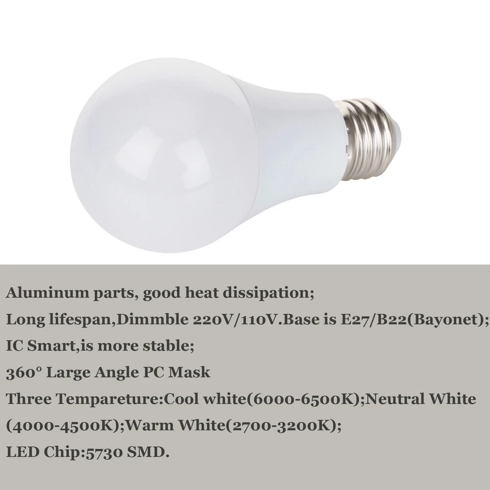 Dimmable LED Globe Light Bulbs E27 B22 ES BC 3W 5W 7W 9W Energy Saving Lamps - Image 2 of 4